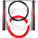 Speed Rope Jump Rope Bundle | 3 Cables for Indoor, Outdoor & Tricks | Made in USA | Premium Speed Jump Rope for Fitness w/Aluminium 6.5" Long Handles | Versatile Workout Jump Rope for Cardio Training