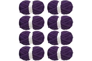MABOZOO Chunky Yarn for Crocheting 8 Pack,Dark Purple Yellow Fluffy Jumbo Chenille Yarn,Soft Plush Yarn Bulky,Giant Thick Fuzzy Yarn for Hand Knitting or Arm Knitting (31.7 yds,8 oz Each Skein)
