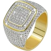 JINAO Rings for Men - Pinky Ring Iced out Cubic Zirconia 14K Gold Plated Anillos Para Hombre Signet Band Mens Jewelry