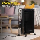 Russell Hobbs 2500W Oil Filled Radiator 11 Fin Black with Thermostat 3 Heat view 4