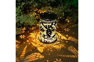 MOPHA Solar Lanterns Outdoor Hanging Garden Decor 3 in 1 Solar Powered Hanging Lights Metal Butterfly Dragonfly Table Lamps Projection, Garden,Patio,Pathway & Yard Décor