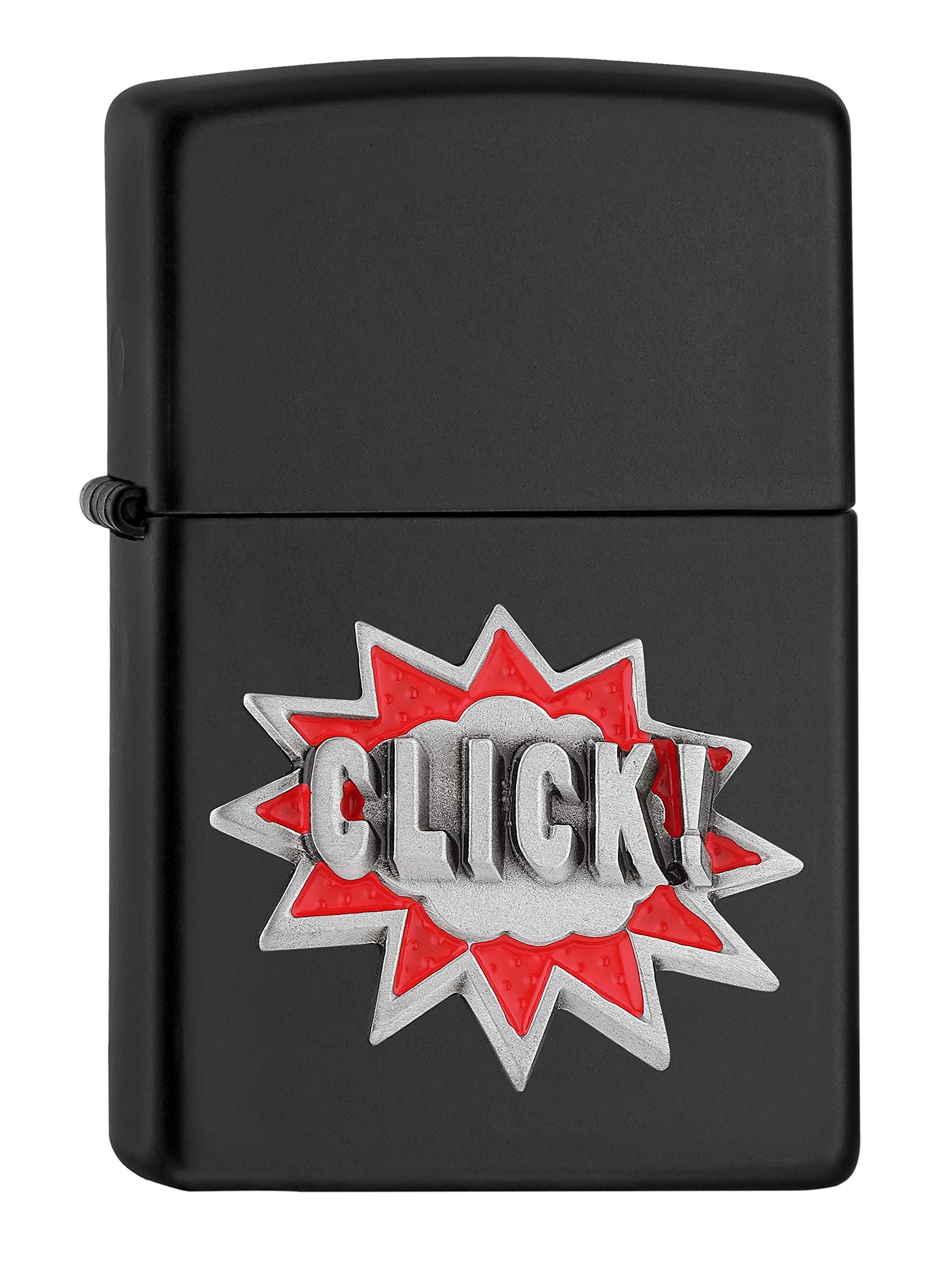 ZIPPO – Black Matte - Click, Emblem – gasoline Windproof lighter, refillable, in gift box