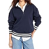 Dsewpaur Women’s Half Zip Sweatshirts Collar Long Sleeve Stripes Pullover Loose Sweater Y2k Casual Pullover Top Clothes 2025