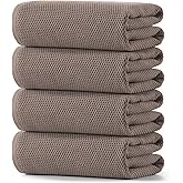 REDKISS 100% Cotton Waffle Weave Bath Towels 4 Pack - 27.5x55 Inches| Lightweight, Quick Dry & Highly Absorbent,Perfect for Spa, Gym, Travel, Guest Bathroom-Brown