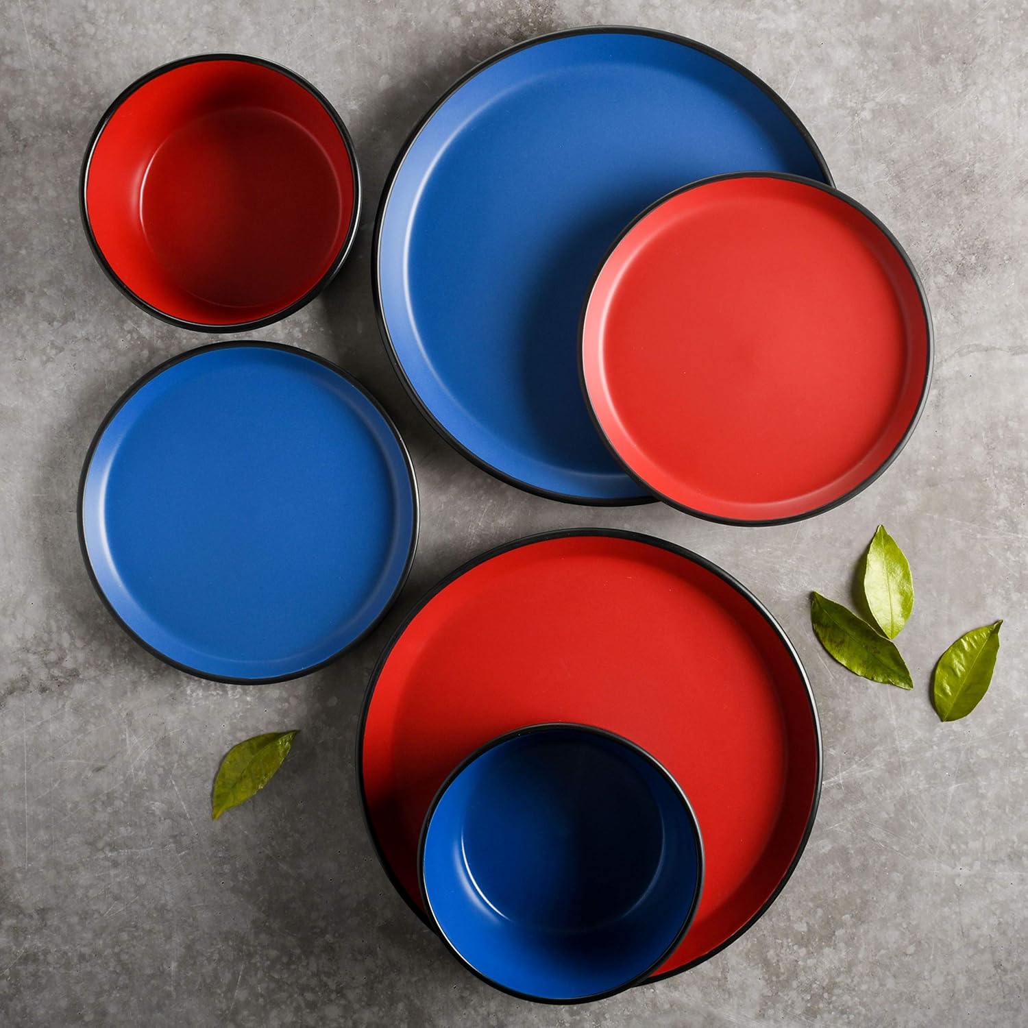 | Gibson Elite Soho Lounge Round Dinnerware Set, Service for 4 (12pcs), Matte Blue: Dinnerware Sets
