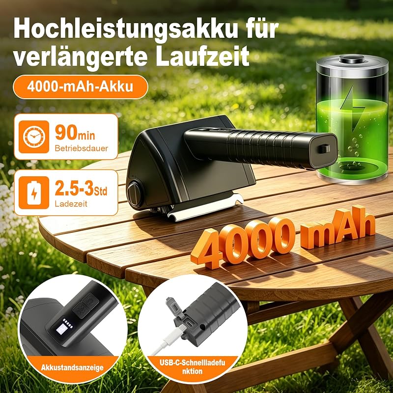 Elektrische Grillbürste Kabellos 4000mAh Akku 304 Edelstahl für Grillrost