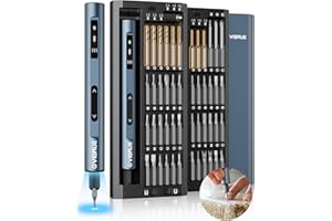 VIGRUE Mini Electric Screwdriver Set, 400RPM Electric Precision Screwdriver with Drill Bits, 5 Torque Level 48 Magnetic Bits, Repair Tool Kit for Electronics Phone Watch Jeweler Laptop