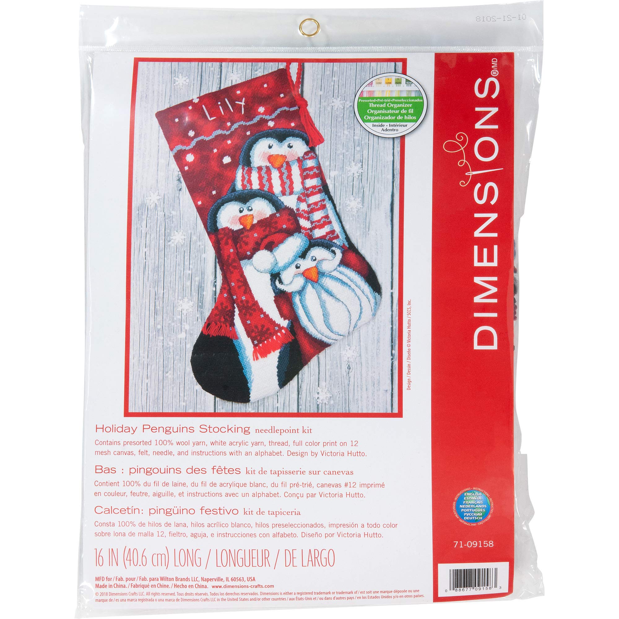 Dimensions Embroidery -Holiday Penguins Stocking