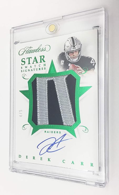 Derek Carr Panini Flawless 4 5 Auto Worn Jersey Patch Nameplate At Amazon S Sports Collectibles Store