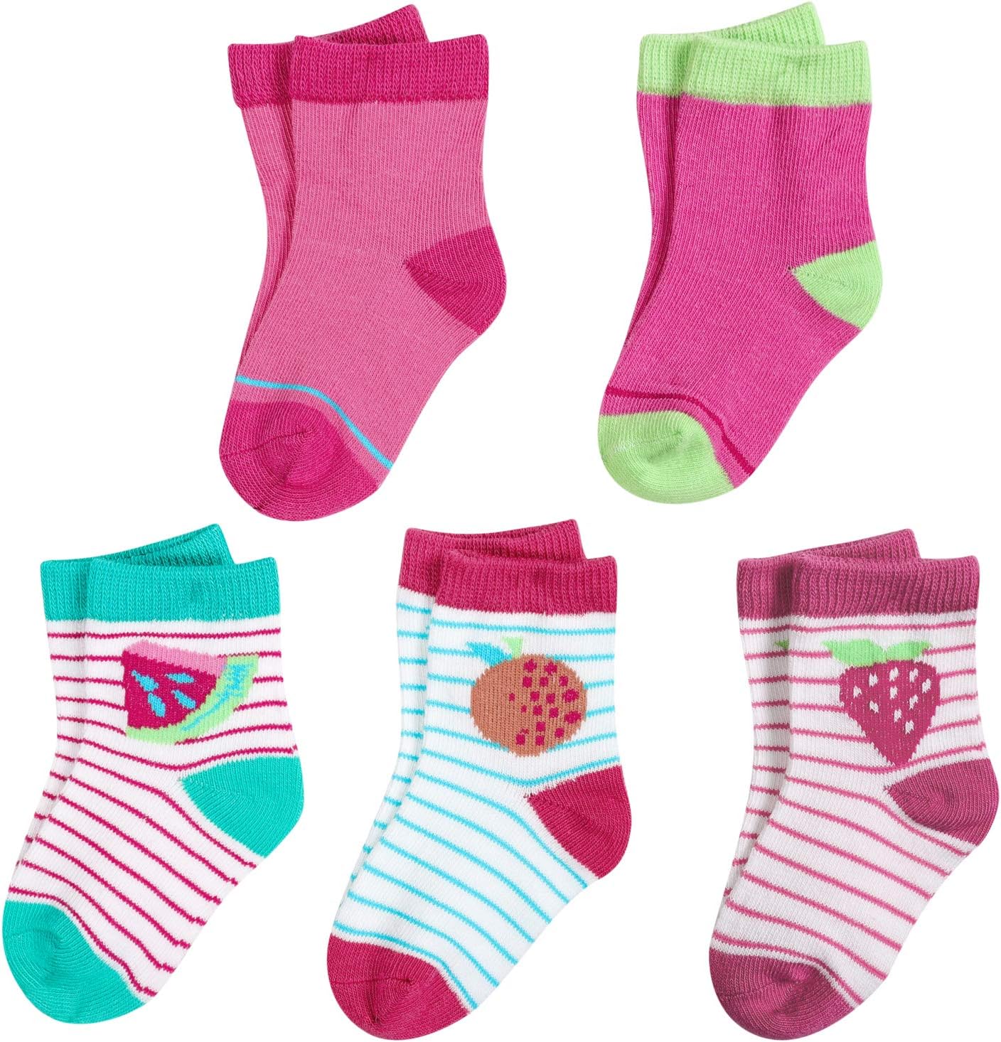 Lightning Deals RoshMel 5 Pairs Organic Baby Girl Socks, Cotton Socks Set for 0-6 Months