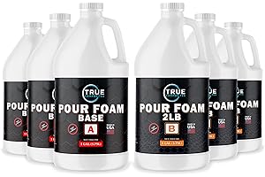 TRUE COMPOSITES Liquid Urethane Pour Foam Base-2 Part Closed Cell Rigid Pour Foam-2 lb Density-Fast-Acting Formula-Boat Buoyancy, Flotation, Filling, Soundproofing & Insulation-6 Gallon Kit