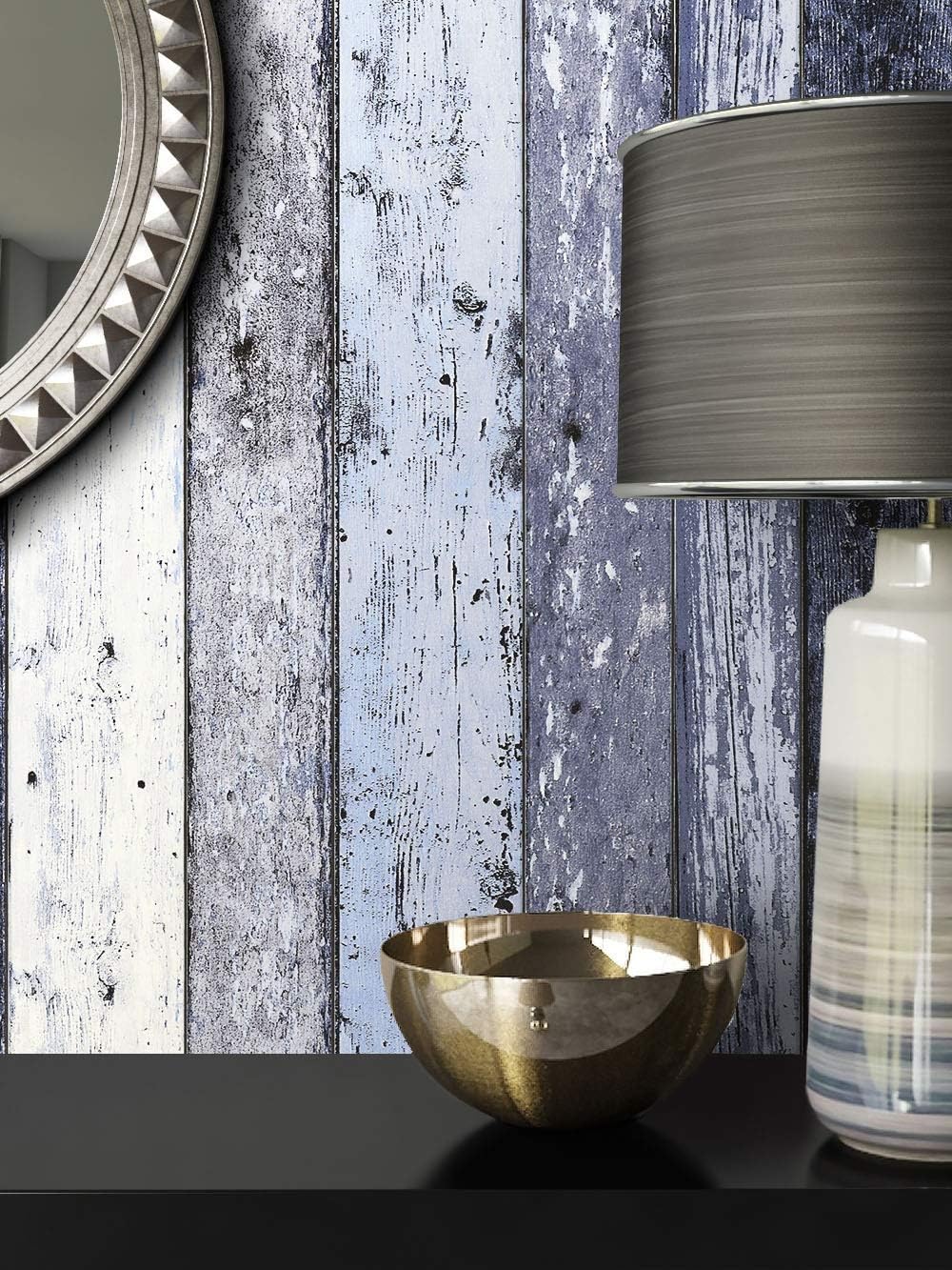 NEWROOM Woodtape Blue Vliestapete Wood Wood beautiful modern and noble design 3D optics, including upholstery guide