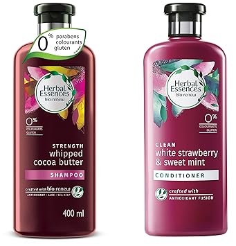 Herbal Essences Bio:Renew Whipped Cocoa Butter Shampoo, 400Ml With Herbal Essence Bio: Renew White Strawberry And Sweet Mint Conditioner, 400 Ml