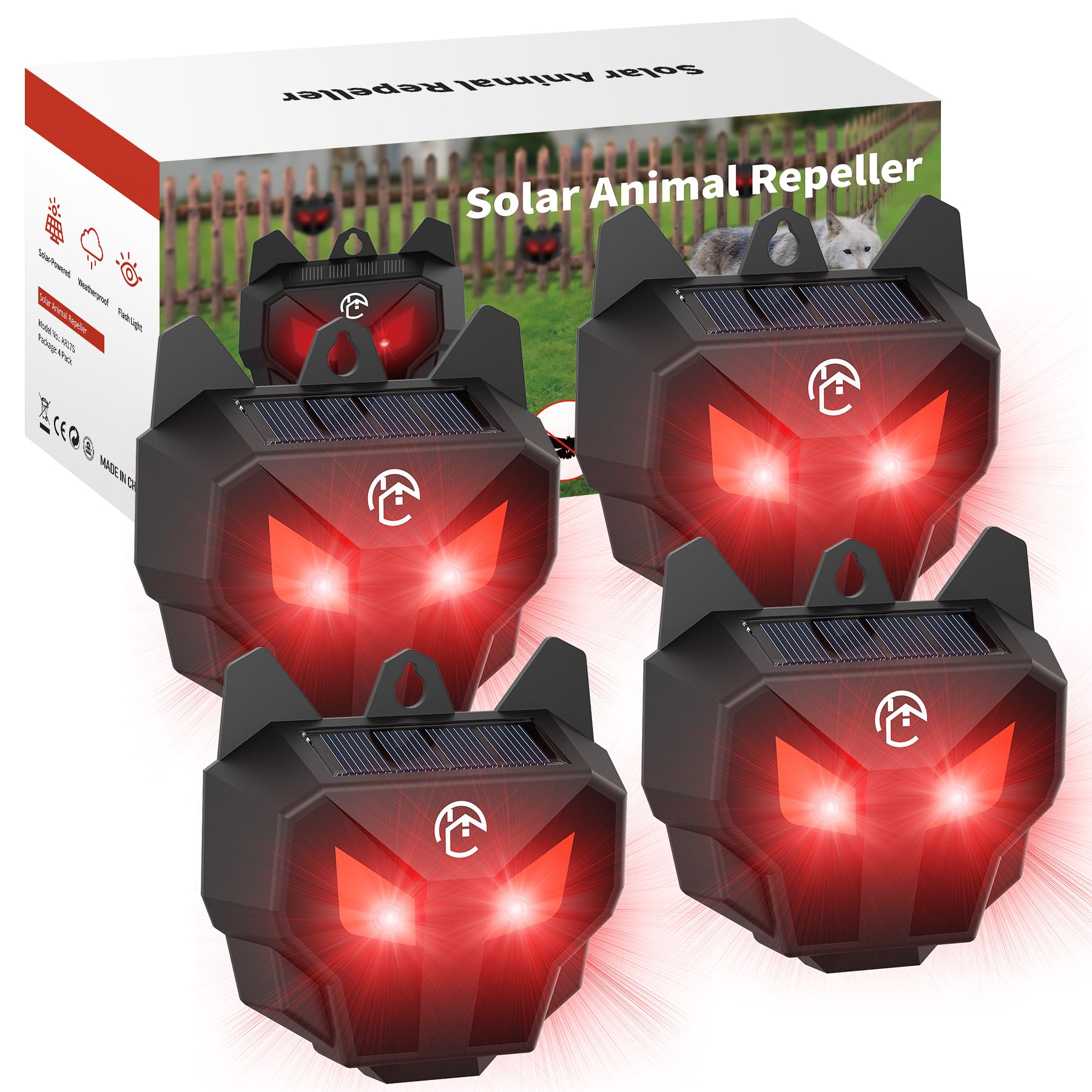 Photo 1 of Solar Nocturnal Animal Repeller with Red LED Flashing Lights – Effective Coyote, Raccoon, Skunk, Deer & Hawk Deterrent – Waterproof Predator Lights for Yards, Gardens & Chicken Coops