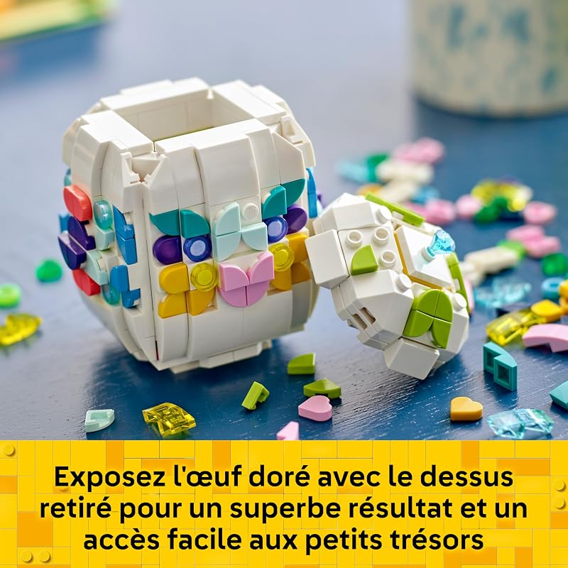 L’Œuf de Pâques Décoratif - Jouet de Construction - Pièces de Décoration Colorées Dont Cœurs Dorés & Élément Pierre Précieuse - Activité Manuelle - Cadeau pour Fille ou Garçon dès 9 Ans 40816