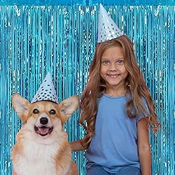 Ohiyoo 5 Pack Blue Fringe Backdrop 3.2ft x 8.2ft