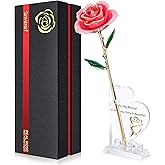 Sinvitron Gold Dipped Infinity Rose Forever Flower Decor, Resin Preserved Real Rose Birthday Gift for Women, Anniversary Present for Mom (Sweet Pink)