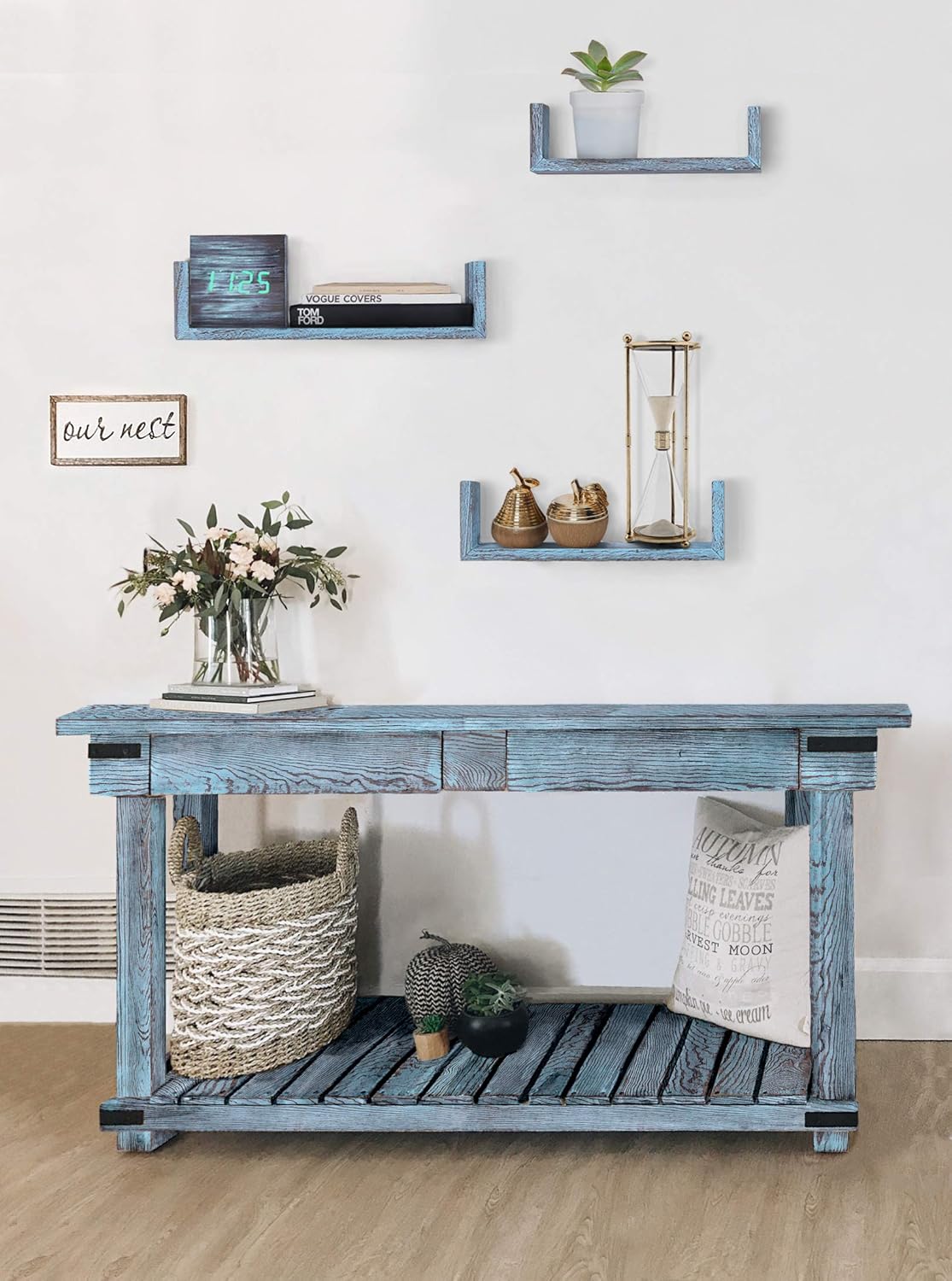 Rustic Wall Mounted UShaped Floating Shelves Set of 3 Large