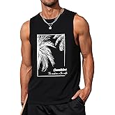 Gosuif Mens Graphic Tank Tops Sleeveless Muscle Shirts Beach Hawaiian Coconut Tree Patriotic Tank Tops