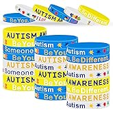 36 Packs Autism Awareness Wristbands Unisex Puzzle Pieces Silicone Bracelets Motivational Wristband Silicone with Inspirational Messages for Adult Woman Man Teens