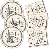 80 Pcs Western Party Plates and Napkins for 40 Guests Western Party Supplies Disposable Tableware Set Horses, Cacti Paper Plates Napkins for Wild West Birthday BBQ Parties,Westerns Picnics Barbecue