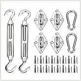 ColourTree 1500 LB Capacity Heavy Duty Sun Shade Sail Canopy Installation Complete Hardware Kit 24 PC - for Square and Rectangle Sun Shade Sail - 6 Inches, 304 Stainless Steel, Anti Rust