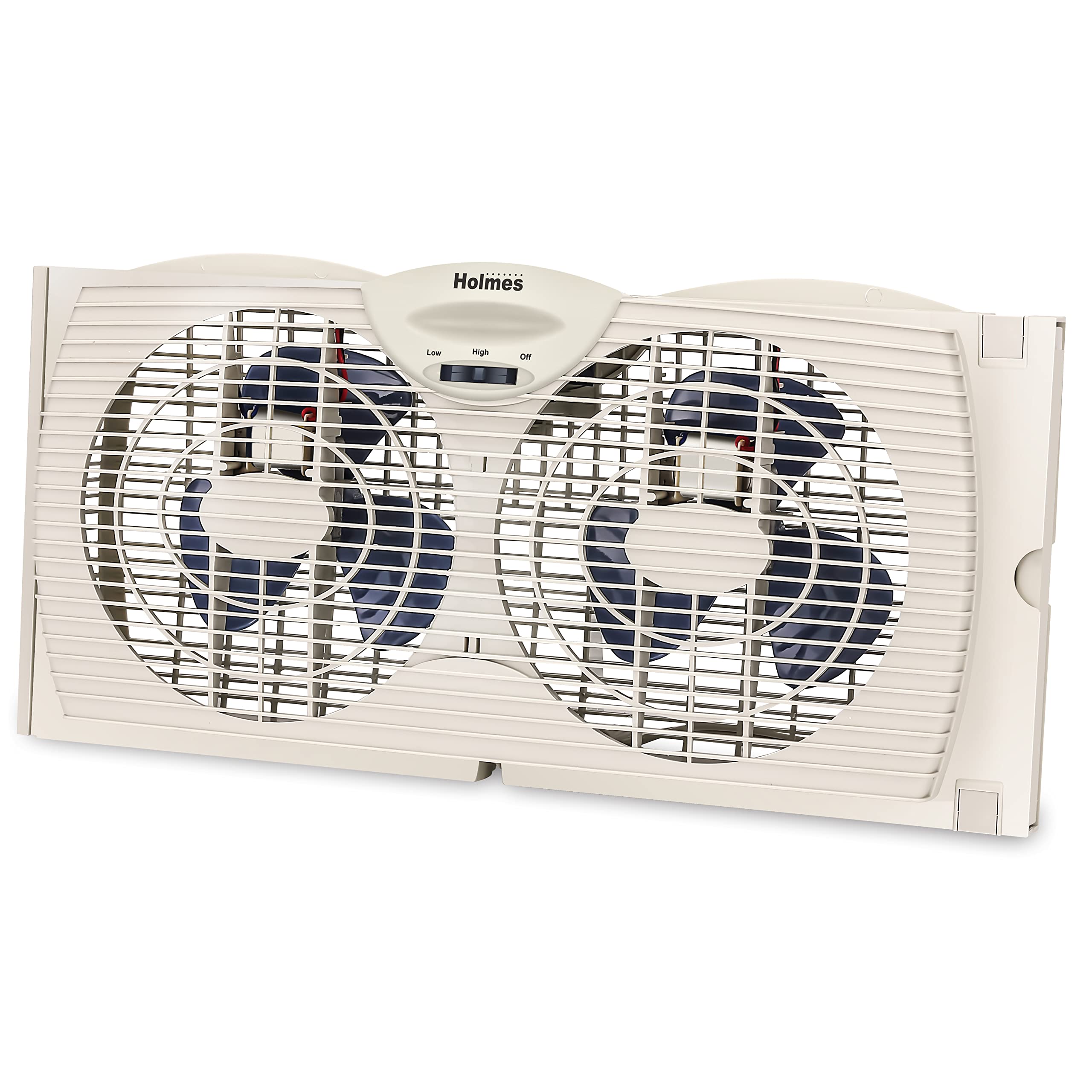 HOLMES Blade Manual Window Fan with Double Sided Speed Control, Dual 3 Blade Fans, Reversible Intake and Exhaust, Expandable Side Panel with Additional Extender Panels, White