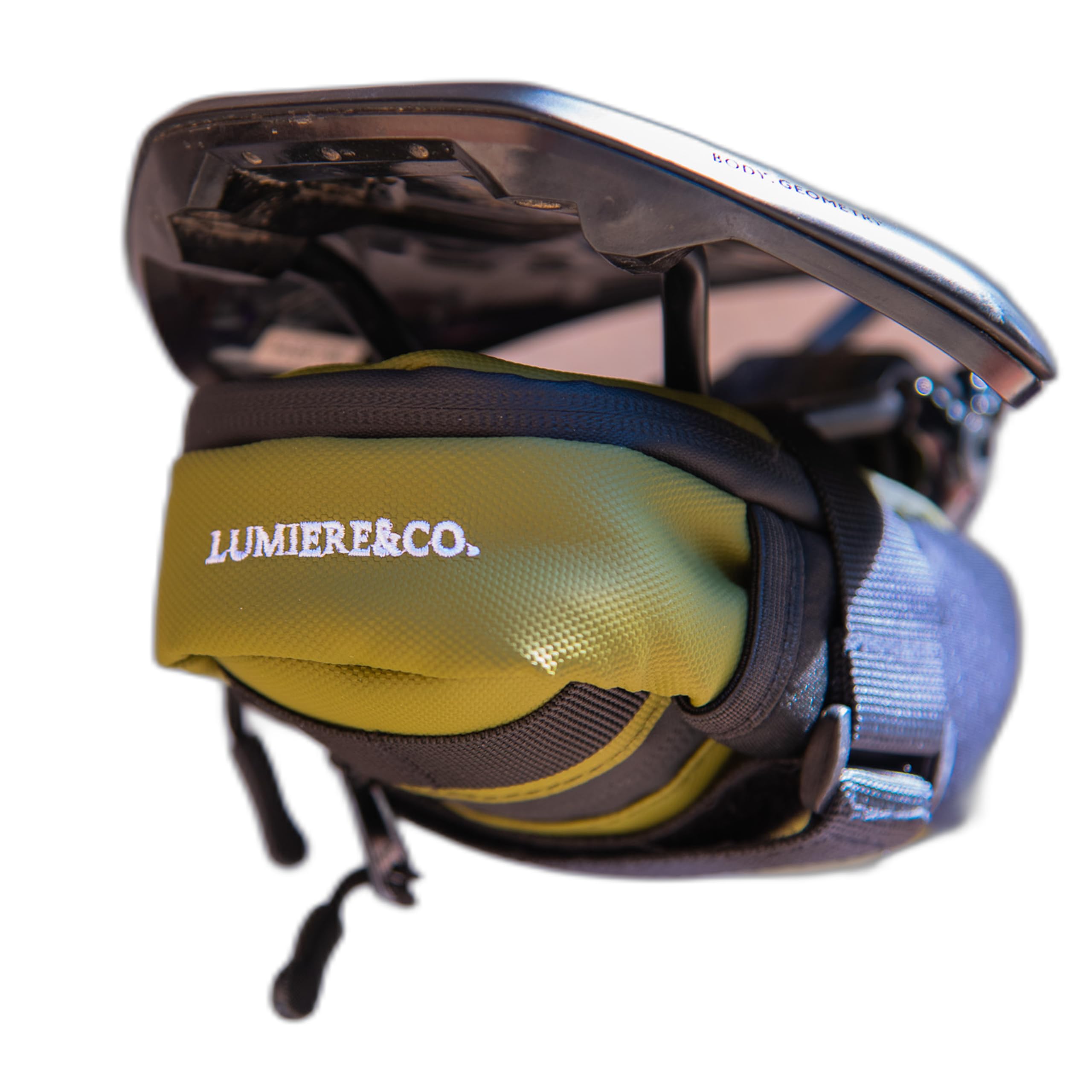 Lumiere & Co. Medium Bike Saddle Bag – 0.5L | 6″ × 3″ × 1.5″ | Sleek Minimalist Design, Secure Hook & Loop Strap (Green, Medium)