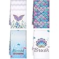 Bencailor 4 Pcs Hand Towels for Girls Absorbent 24 x 16 Inches Tea Towels Mermaid Unicorn Gnome Butterfly Dish Towels for Kit