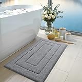DEXI Bath Mat 60 x 110 cm Grey Microfiber Non-Slip Machine Washable Rug view 3