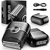 Electric Foil Shavers for Men: Mini Electric Razor with 4 Floating Blades & Big LED Display - Foil Shaver for Men with 2 Gears Adjustable - Face Shaver with IPX7 Waterproof, Valentine's Day Gifts