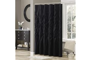 Madison Park Laurel Black Shower Curtain, Solid Transitional Shower Curtains for Bathroom, 72 X 72