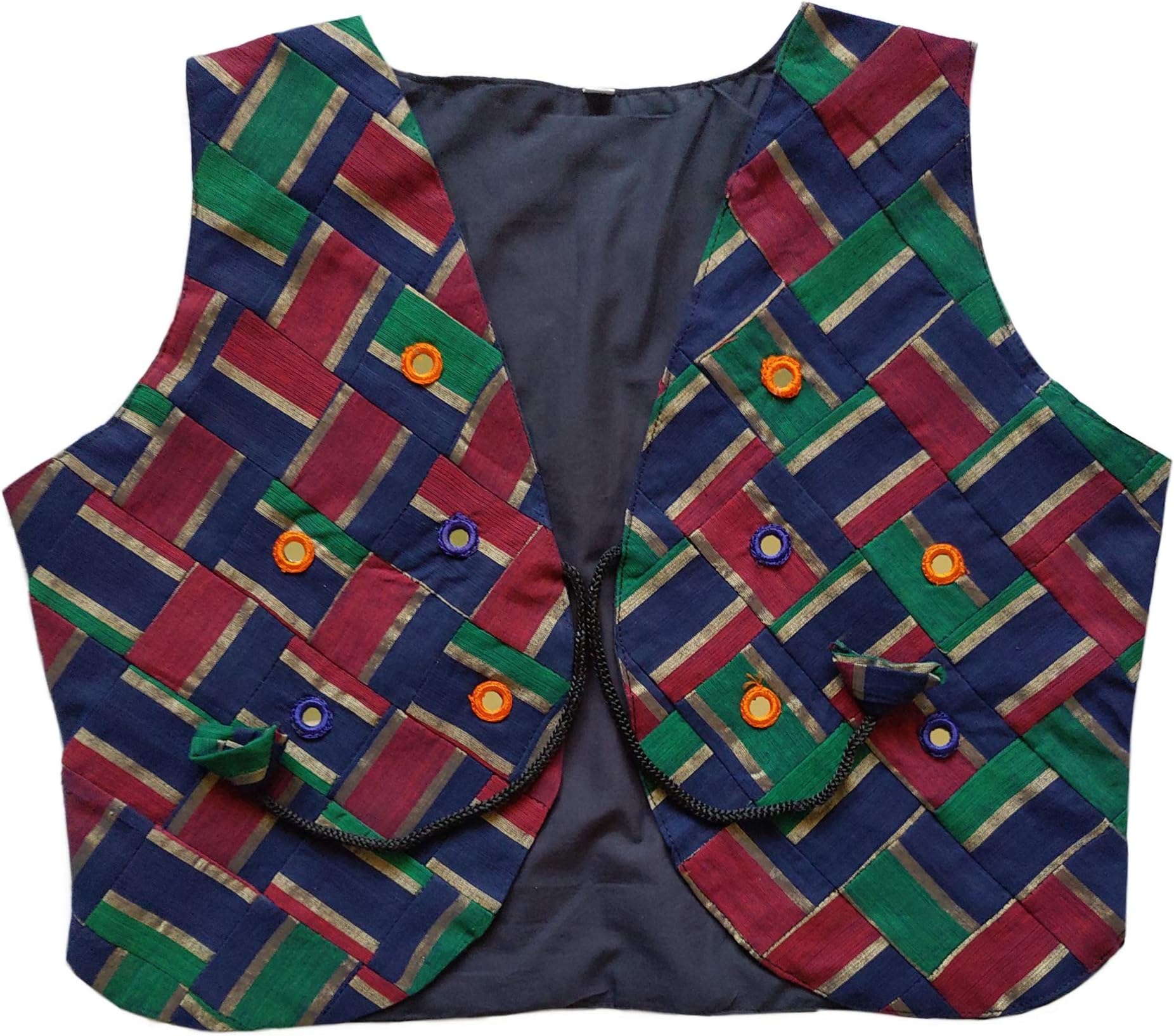 KAASS COLLECTION Women's Fancy Cotton Jacket/Waist Coat with Mirror Work