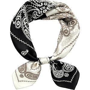 Moketiere Bandana Scarf for Men - Neck Scarf Head Western Scarves Silk Feeling 27.5" Square Scarves Cowboy Neck Satin Printed