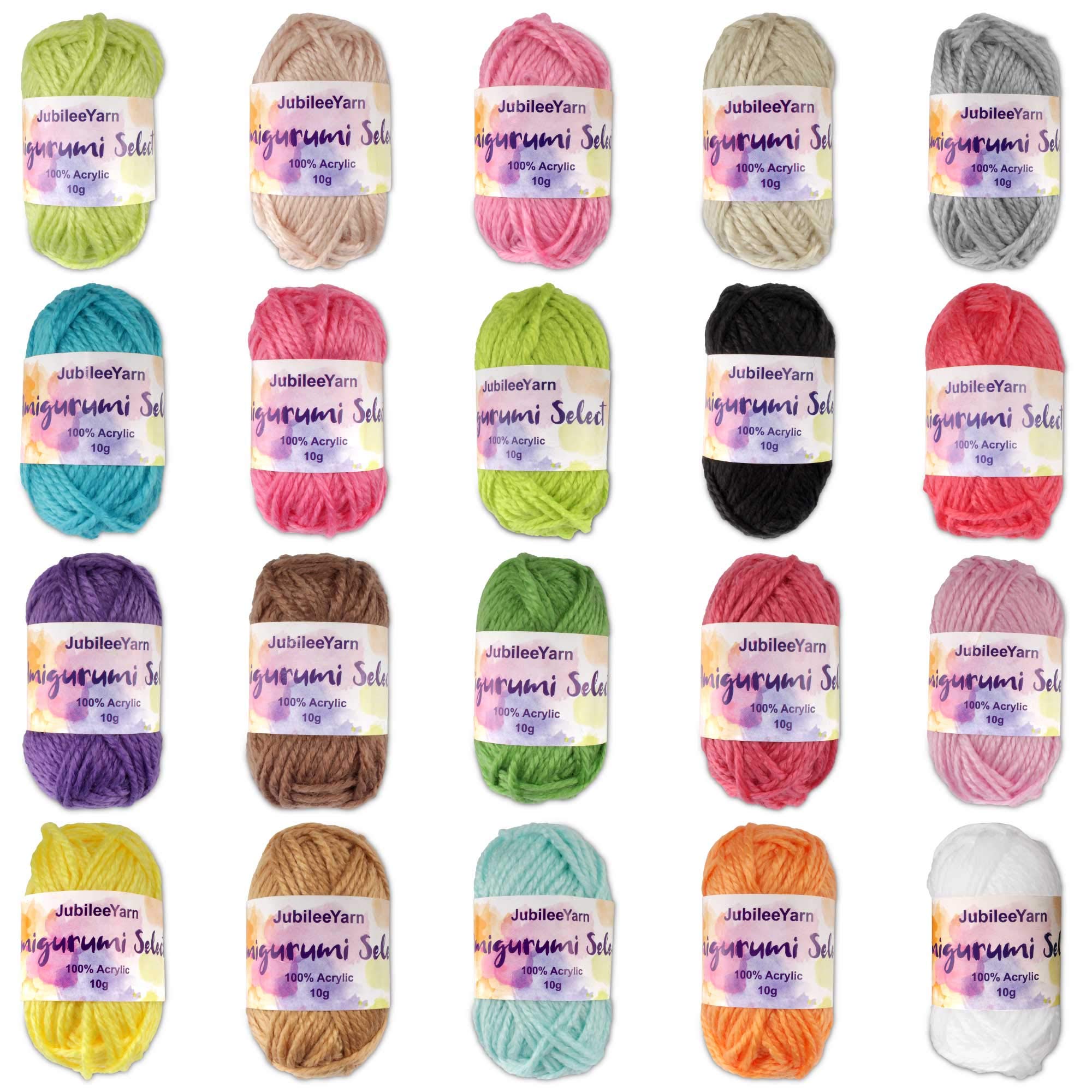 JubileeYarn Amigurumi Select Yarn Bonbons - Baby Weight Acrylic - 10g/Skein - Variety Pack - 10 Skeins