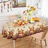 Fall Tablecloth Oval 60 x 84 Inch, Fall Table Cloth Oval Table Cover | Machine Washable Stain Resistant Fabric Elegant Autumn Tablecloths Oval Pumpkin Fall Tablecloth Oval Table Cover