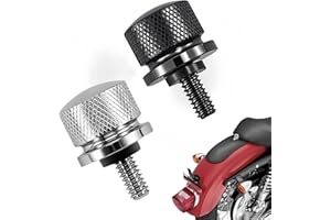 WASYDY 2 pcs Aluminum Alloy Seat Bolt Rear Seat Screw Quick Mount 1/4"-20 Thread Suitable to Harley Davidson Sportster Softail Touring Dyna 1996-2024 （Black and Silvery）