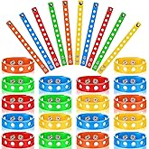 Aoriher 20 Pcs Silicone Charm Bracelets Gifts for Kids Silicone Wristband Gift Adjustable Rubber Bracelet with Holes for Boy Girl (Multicolored)