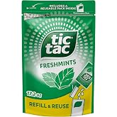 Tic Tac Bulk Freshmints Refill Bag, Pocket-Sized Breath Mints, 17.2 oz | Use this refill bag of mints bulk to fill the included pocket-sized pack for fresh breath on the go in your office or car