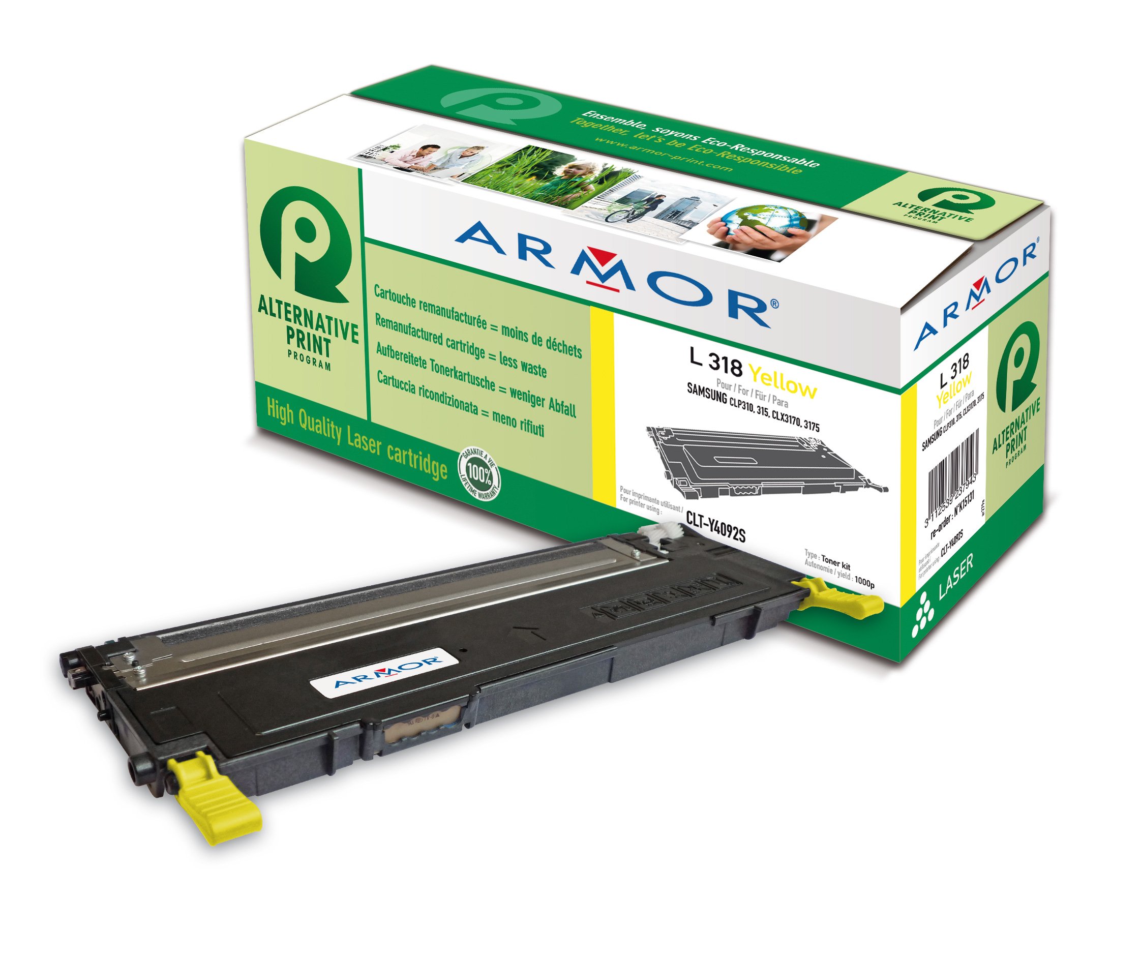 Armor K15131 Laser Printer Ink Cartridge for Samsung CLP 310/315 Yellow