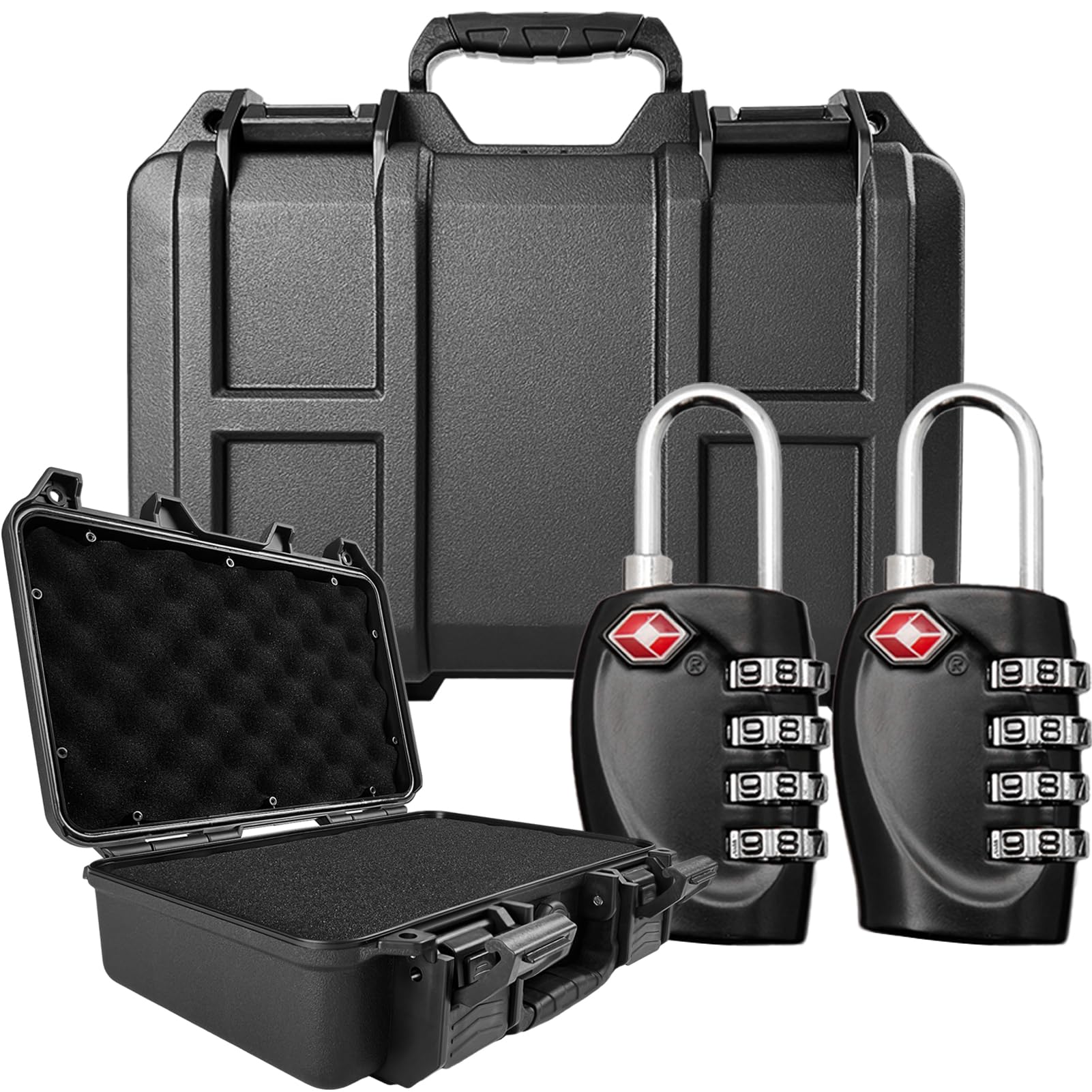 Photo 1 of Handgun Case Lockable-Firearm Travel Case with 2 TSA Locks Included, Pistol Carrying Case Hard Shell, Waterproof Hard Gun Case for Pistol 12.6 x 9.41 x 4.42 Inches, Gun Storage Case with Foam