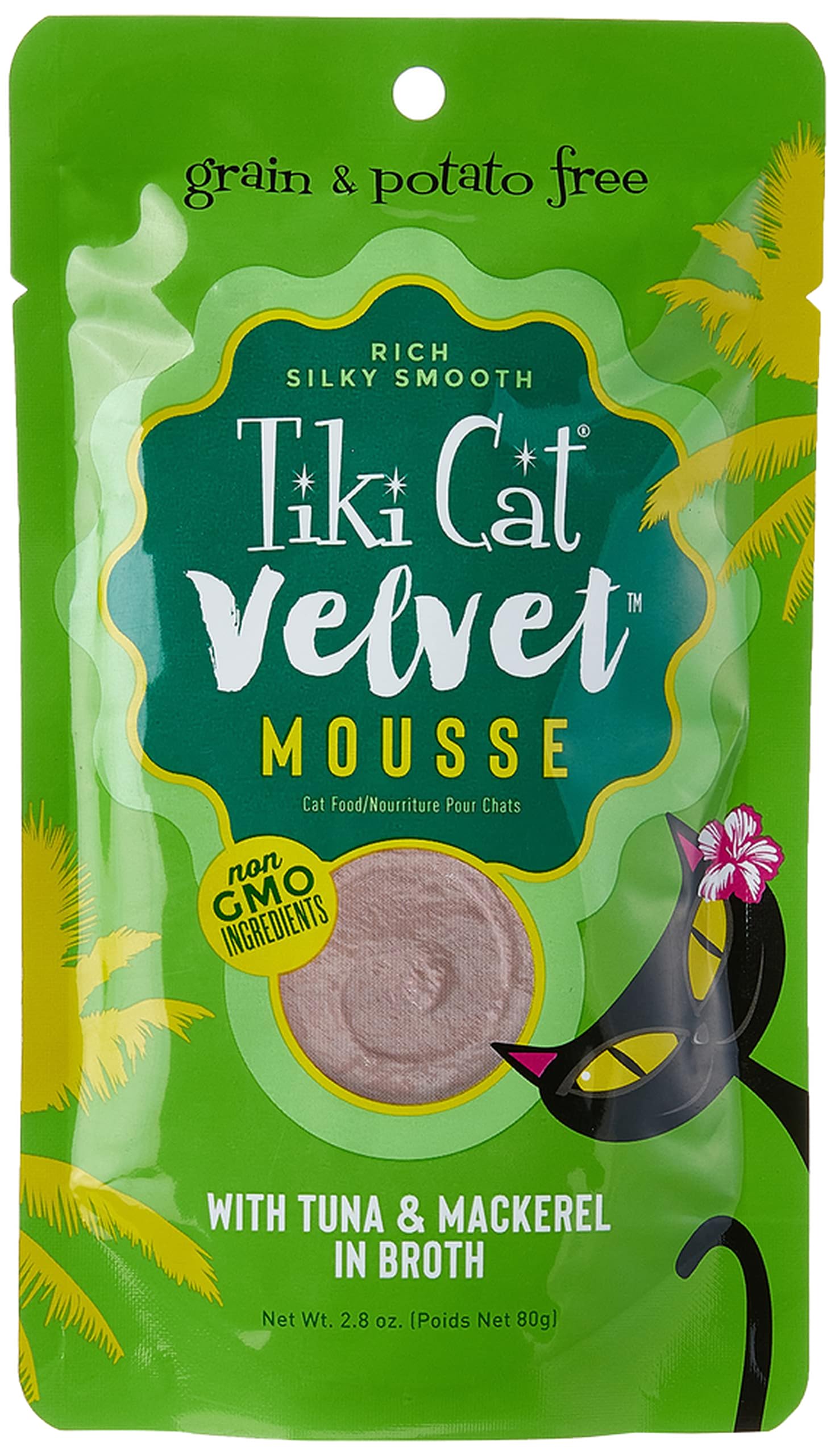 Photo 1 of *****Expiration date 05/22/2027****Tiki Cat Velvet Mousse Pouch Tuna and Mackerel 2.8oz Bag Cat Food