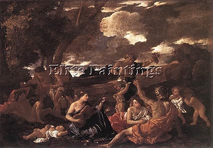 Nicolas Poussin Bacchanal Artiste Tableau Huile Sur Toile Peinture A La Main 70x100cm Haute Qualite Amazon Fr Cuisine Maison