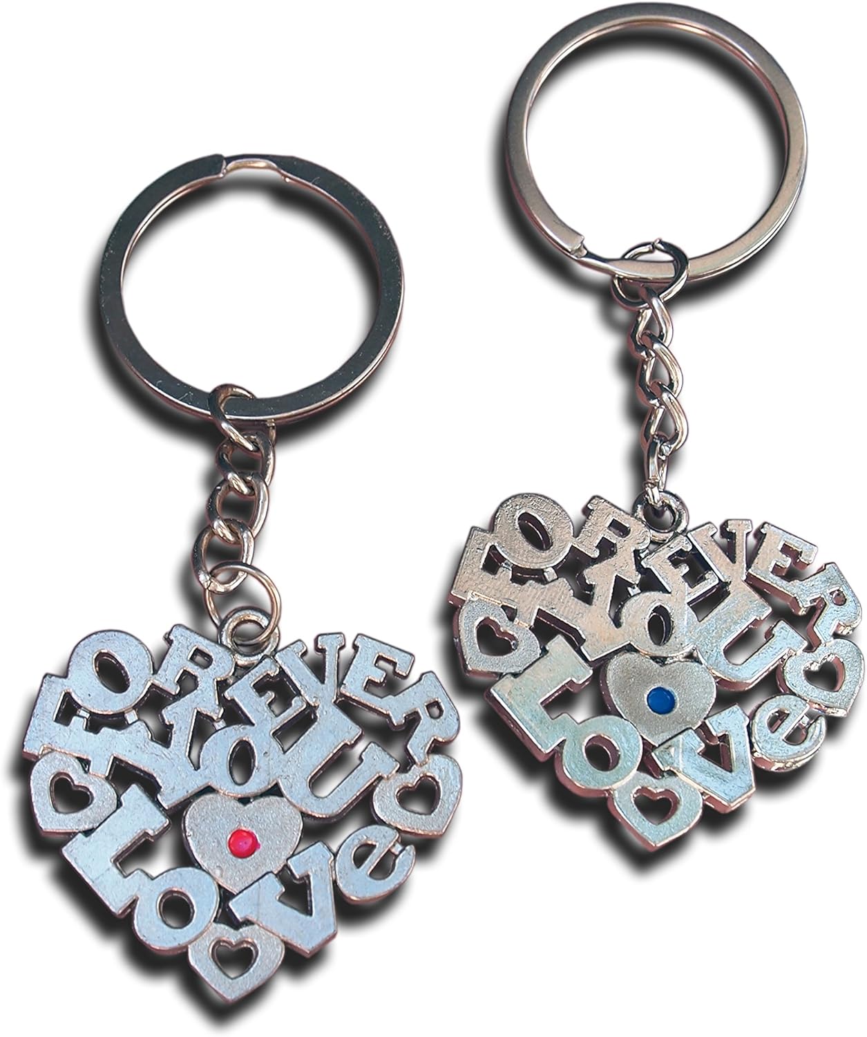 LivelyBuy Hearts Couple Keyrings Love You Forever Pair Romantic Silver Keychain