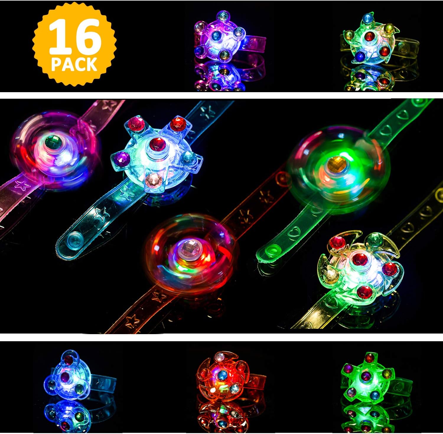 Light Up Bracelet LED Party Favors 16 Pack Toys for Kids Girls/Boys Prizes Back to School Gifts Toys for Classroom Christmas Birthday Celebration New Year Eve Party Neon Supplies