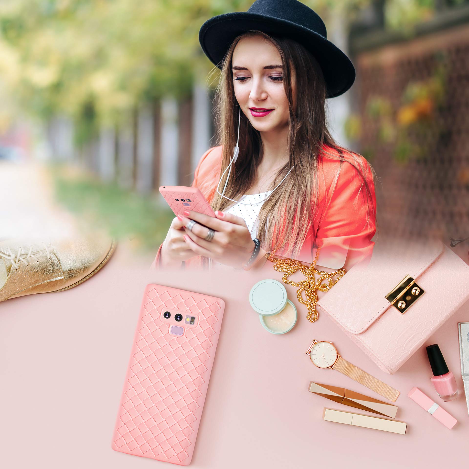 Galaxy Note 9 Case, Slim & Flexible Soft TPU Shockproof Cases for Samsung Note9, Ulta-Thin Full Body Cover, Protective Bumper for Note 9 Cell Phone, 2018 Hard Rugged Heavy Duty Protection (Pink)