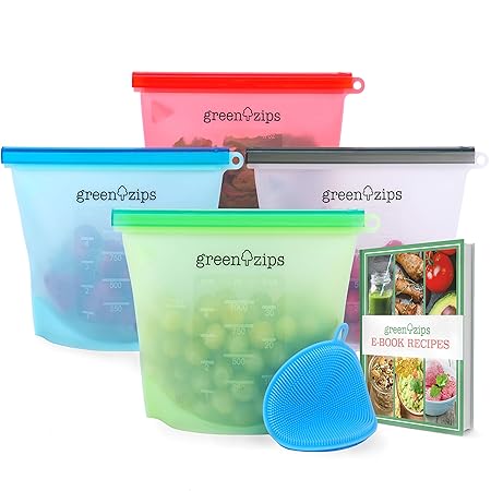 GreenZips - Bolsas de silicona reutilizables para almacenamiento ...