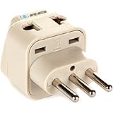 OREI Grounded Universal 2 in 1 Plug Adapter Type L for Italy, Uruguay & more - High Quality - CE Certified - RoHS Compliant WP-L-GN