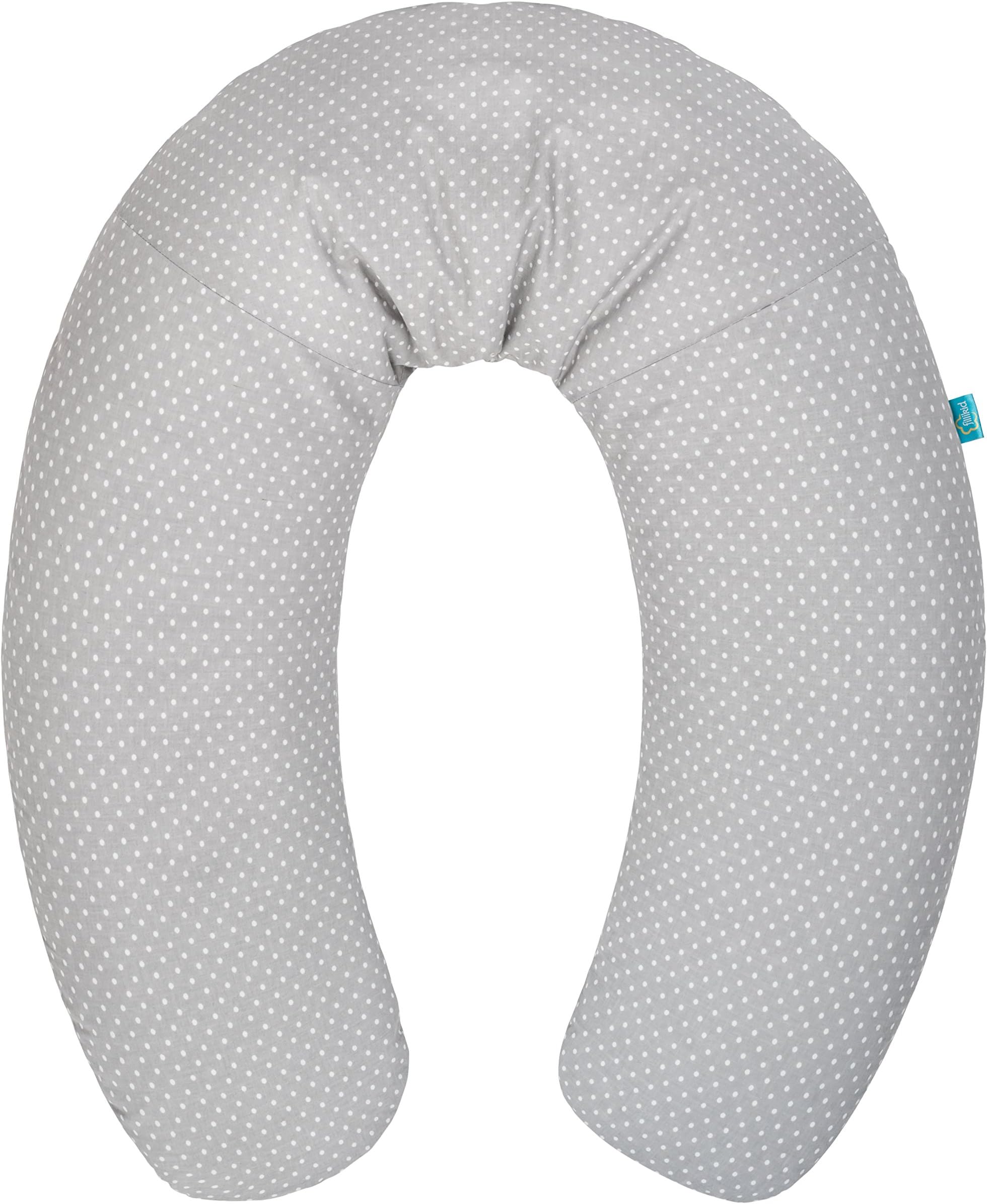 Fillikid - Nursing pillow / Pregnancy cushion / 180 cm / U-Shaped / Grey dotted / EPS beads / Cover machine-washable at 40°C