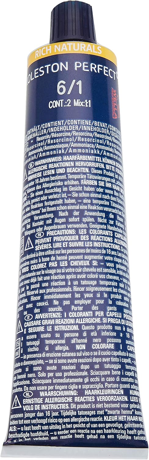 Wella Koleston Perfect MePlus Rich Naturals Permanent Hair Colour Cream, No. 6/1 Dark Blonde Ash, 60 ml, 60 ml (Pack of 1) - Image 3
